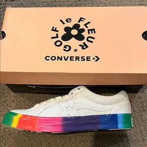 Converse Golf Le Fleur White Sneakers with Multicolor Soles